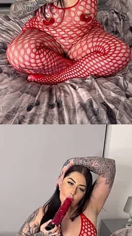 Red Outfit Red Dildo Solo Riding Big Ass