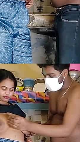 Brother-in-law Pinched My Sister-in-law's Big Nipples at Holi, Wild Sex in the Kitchen