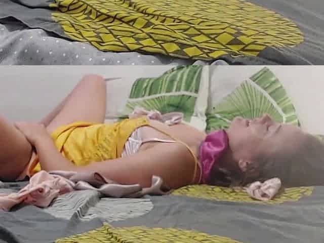 1125 - Fucking White Girl, Yellow Satin Nightie, Pink Satin Panties, Dogging, POV, Blowjob, Ass Licking, Sexy Stockings
