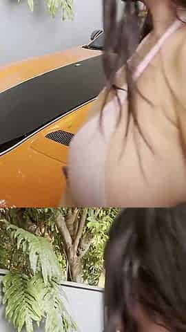 Lesbians Enjoy Washing a Luxury Car - Saliva, Squirt, and Multiple Orgasms