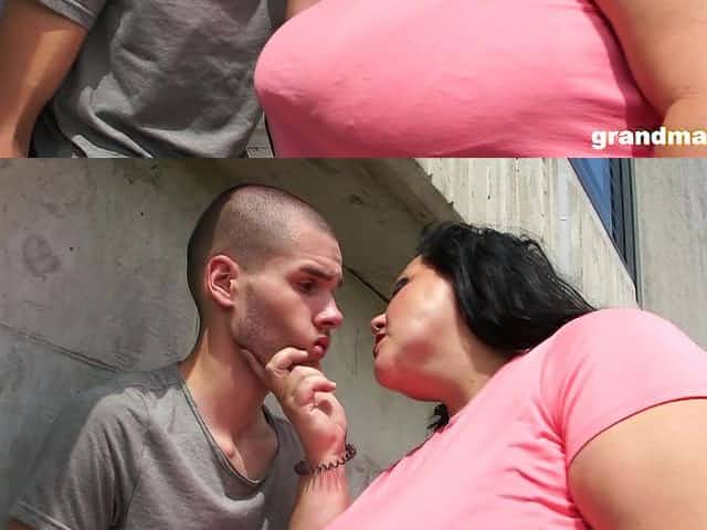 Mature brunette BBW pussy licked and blows cock outdoors