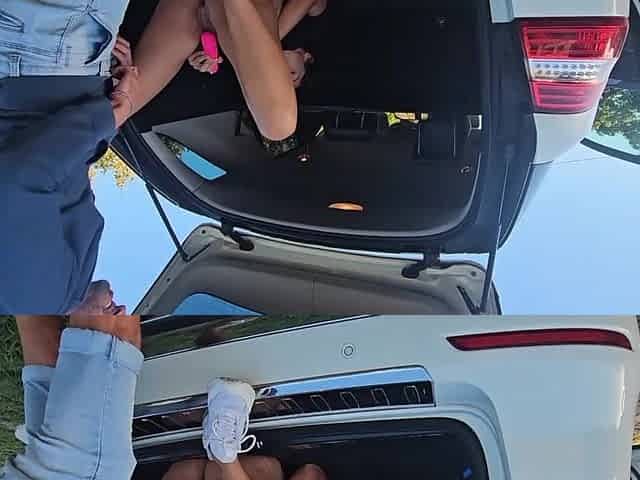 Hawt brunette hair drilled in the cab driver's trunk. Full clip on my Red page.