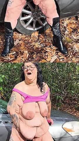 Outside Sex on the Car Flex Whore Flex Those Legs I'm Gonna Cumspread
