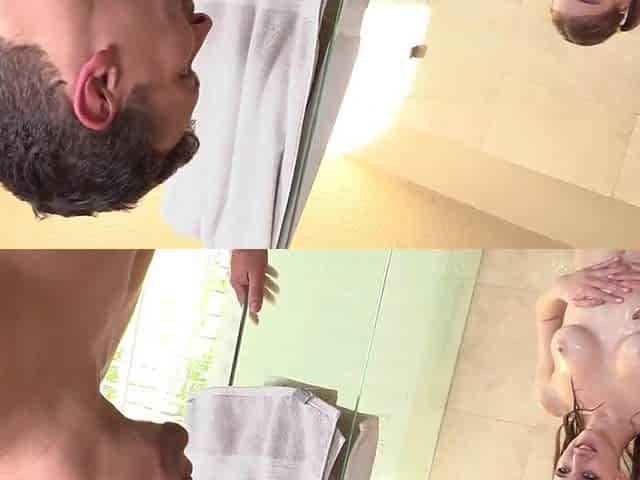 Teen busted getting freaky in the shower by step father