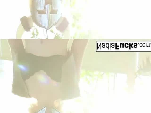 Viking Nadia plays wtih her twat in the forest