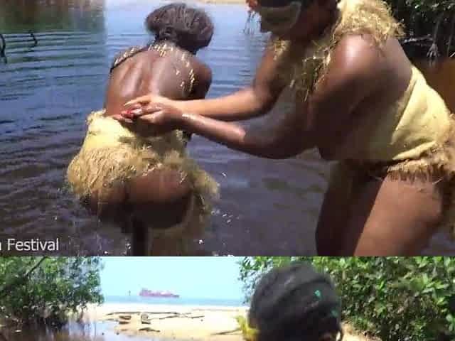 Tribal afro angels performing wild sex ritual on me by the river