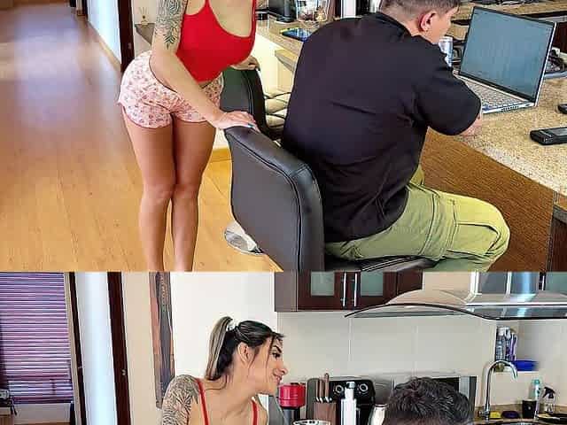 The wicked stepdaughter relieves her stepfather's stress by letting him bang her booty!
