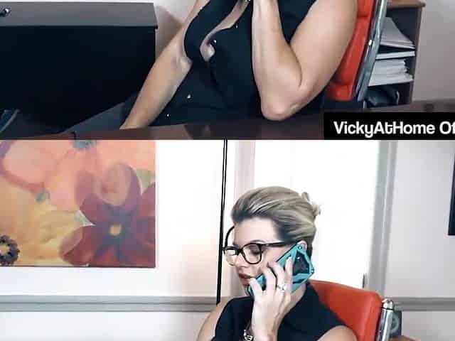 Sexy Girlboss Vicky Vette Disrobes Undressed And Masturbates At The Office!
