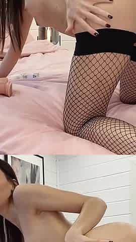 Double Penetration in Stockings Finished with Anal Creampie