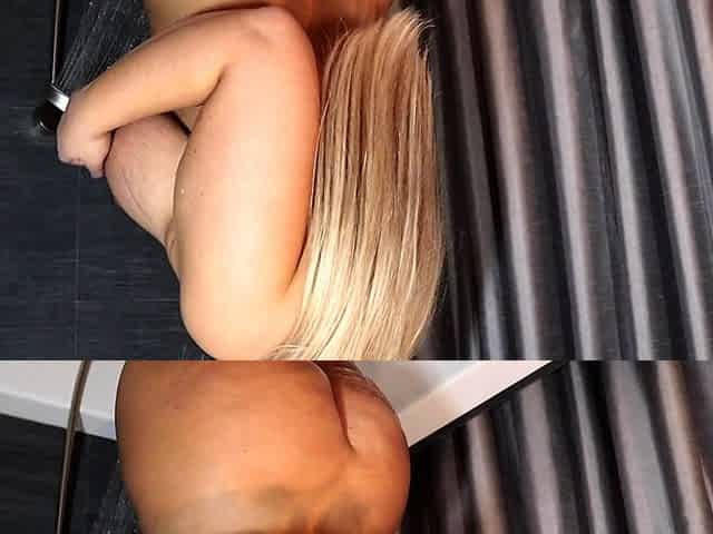 Big Boobed Blonde Masturbates With A Dildo In The Bathroom