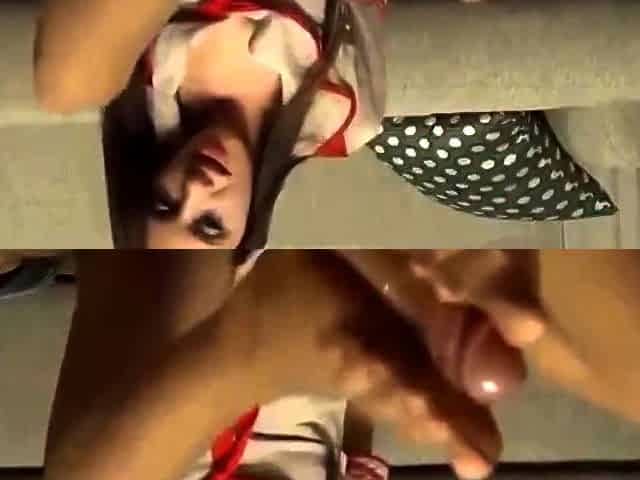 Ashlynn's Amateur Footjob: Big Cock, Nylon Feet