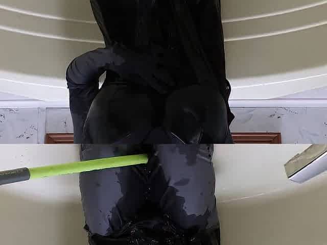 WWM - Ebony Corset and Zentai Inflation
