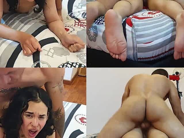 cute gal gets screwed in the booty, double angle view