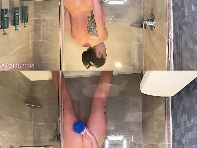 JUICY SKIN GLISTENS IN HEATED SHOWER THREE-SOME