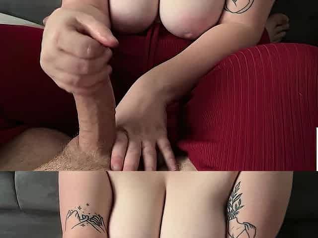 Milking tugjob in advance of work