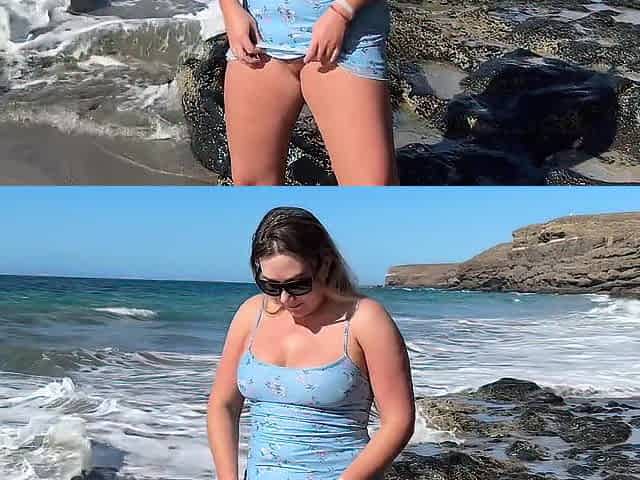 barefaced cutie pissing on public beach compilation