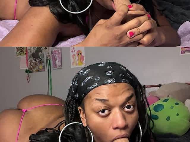 Cute Black Plays With Herself For Dad