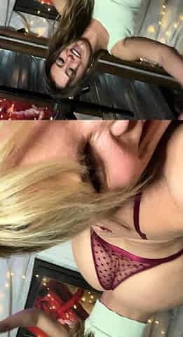 Blonde and brunette lesbian babes love