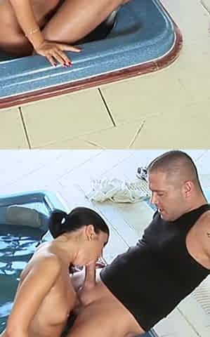 Excited Sexy Brunette MILF Want Hard Cock in the Gym Jacuzzi