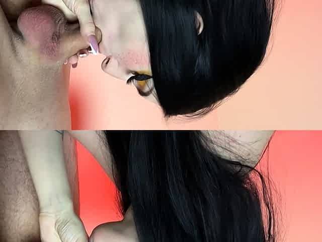 Brunette MILF sucks and fucks a big cock