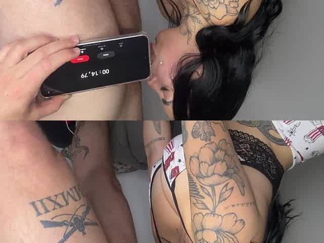 How Much Time She Stays with My Cock in Her Throath?