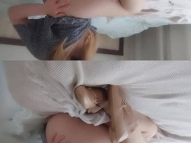 Sweet Girl Orgasms in Seamless Nude Pantyhose and Cute Loafers