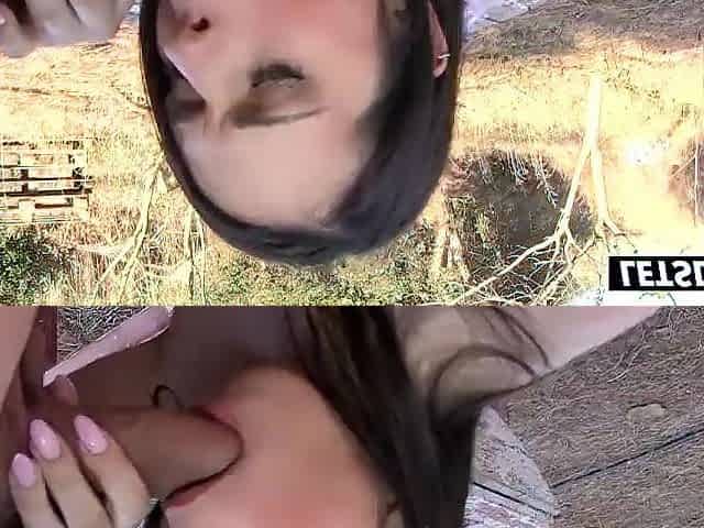 I Took His Entire Ramrod Down My Mouth Outside, Then This chab Ate My Vagina
