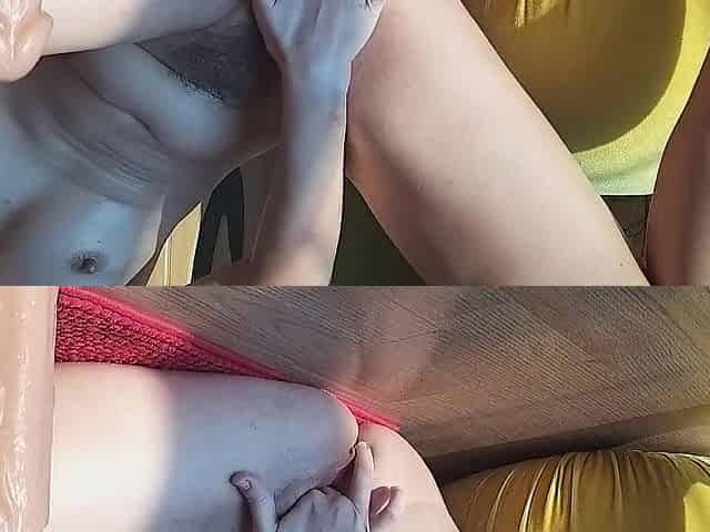 SQUIRT Orgasms whilst riding the Sex tool # Open Snatch Squirt at sun set light