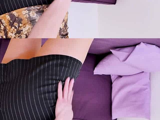 Hot milf Michelle Russo exposes her nyloned pussy