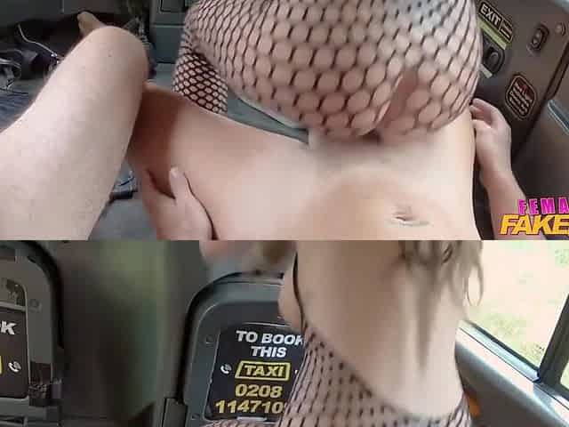 Two Guys Pass Around A Busty Hoe In The Back Seat Of The Cab