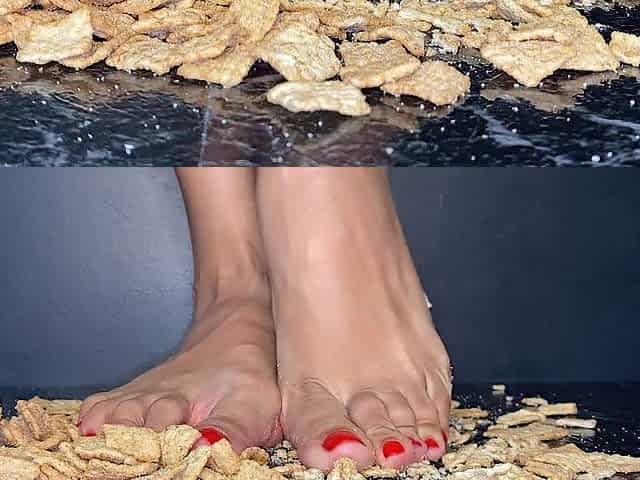 Feet crushing food barefoot ASMR
