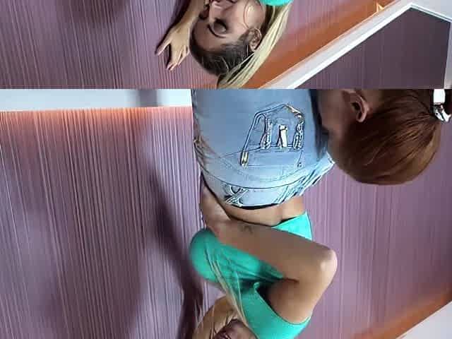 StrapOn Lesbian with big boobs fucks her blonde sexy GF