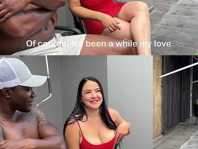 My breasty neighbour and her spouse with massive knob invite me to a trio and that babe sucks my anus