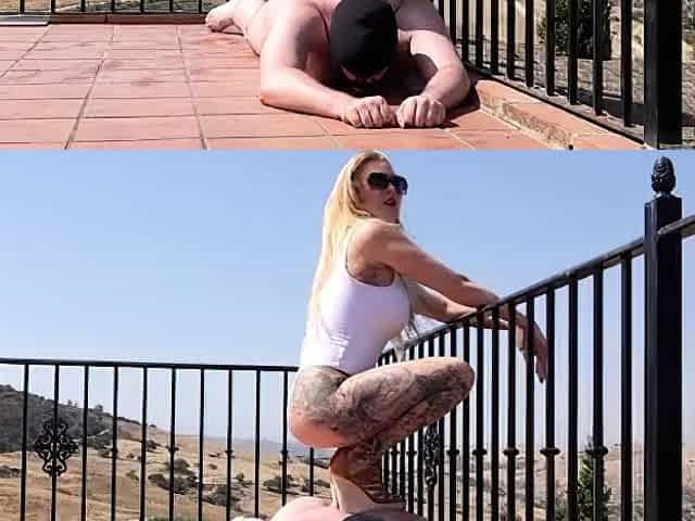 BUSTED ON THE BALCONY Ballbusting