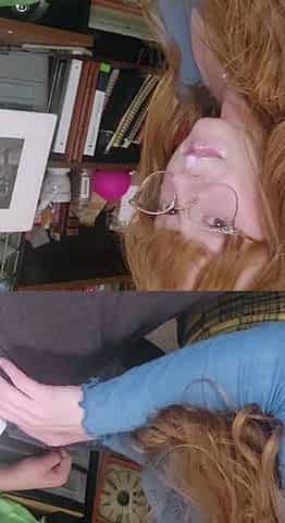 Amateur student blowjob on the balcony pov
