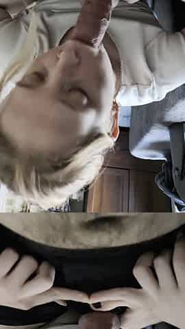 Blond amateur teasing and deepthroating a hard knob