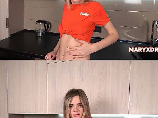 Lascivious eighteen years gal craves to bang in the kitchen