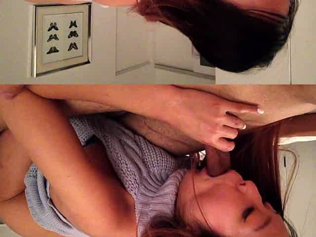 Erotic amateur girl giving blowjob and titjob in POV