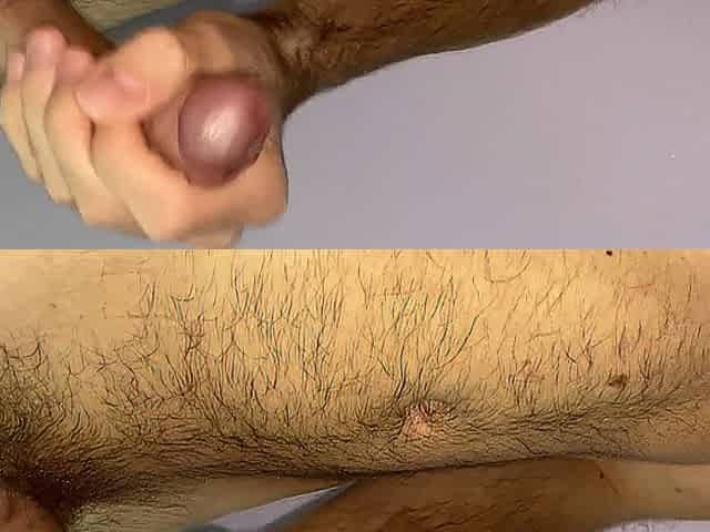 Fast wild cum shotting on stomach