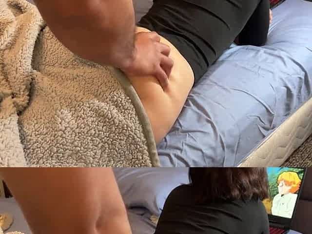 using my roommate's vagina until this babe cums whilst watching hentai