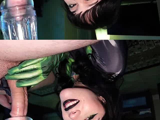 Shego Strokes and Sucks Previous to Revealing Flawless Vagina (Shego Cosplay!)