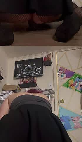 Riding sex-toy in a petticoat