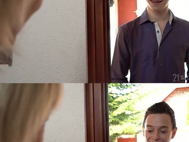 Busty cougar Amy gets intimate with young student living nextdoor