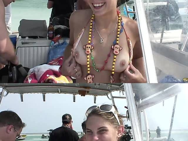 Naughty amateur cowgirls go topless on the beach hardcore
