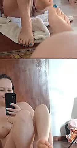 Fresh Out of the Shower and Showing off My Feet and New Bush