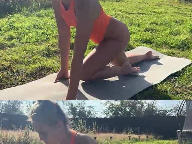 my stepbrother get so giant boner when this chab watch my yoga
