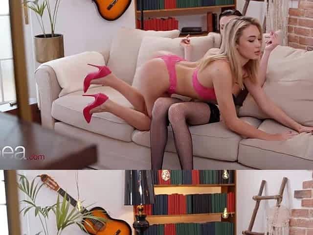 Lesbea Adel Morel Spanks blond in advance of romantic facesitting lesbo climax