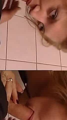 Young Busty Girl Fucked and Cummed in Mouth by Big Cock in Bathroom