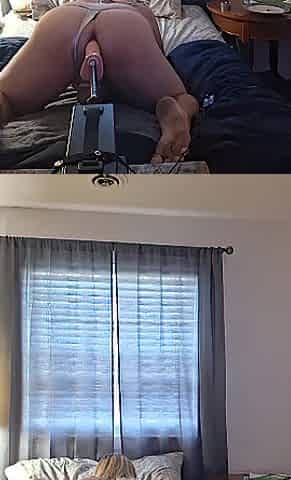 Sissy bitch Alexa gets her booty drilled by machine in chastity