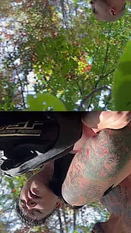 Riding the bull in the woods pounding twat for double organisms